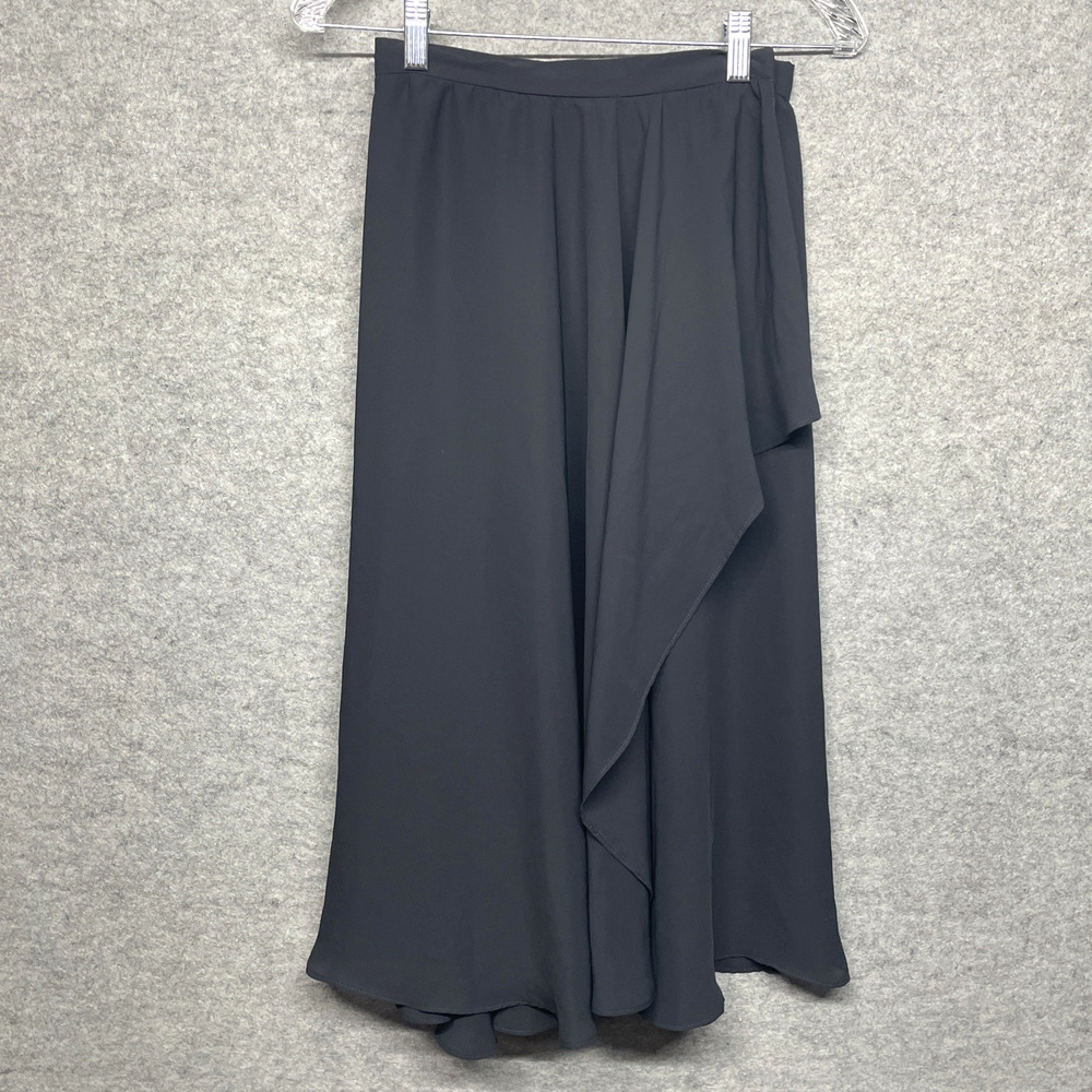 Vtg Applause III Women 6 Asymmetrical Ruffle Maxi Wrap Skirt Black Gothic Lolita